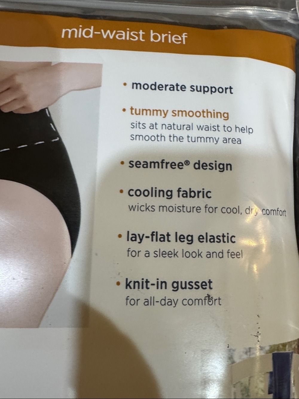 Jockey Essentials Mid-Waist Tummy Smoothing Briefs - Black, nude 2 pair per pack - Picture 8 of 9